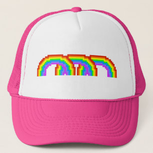 Casquette heureux de rétro de pixel arc-en-ciel
