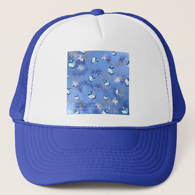 Casquette Heureux Hanoukka Falling Star et Dreidels (Devant)