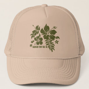 Casquette Hibiscus Pareau Floral hawaïen à Olive pour Casque