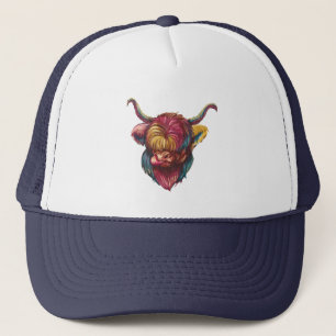 Casquette Highland Cow Funny Rainbow Head Design