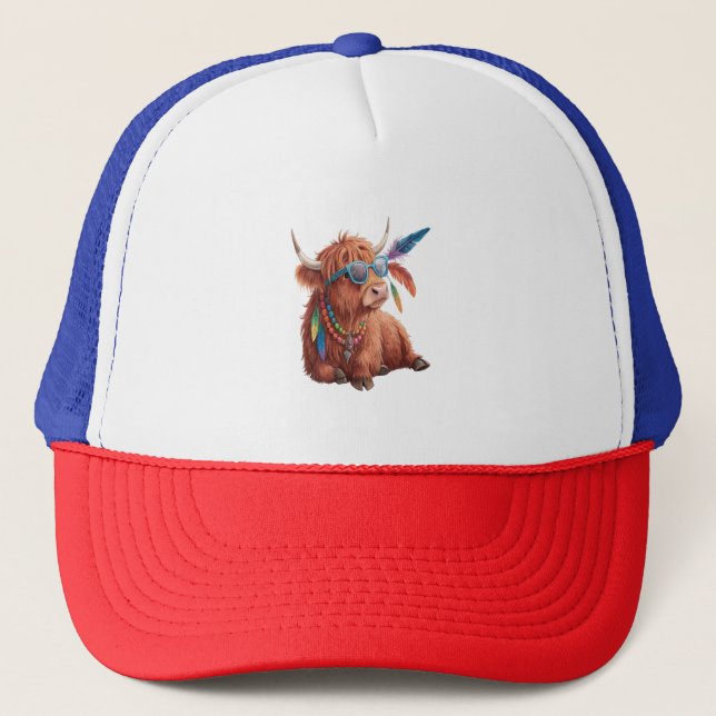 Casquette Highland Cow Png, Cool Cow Png, Sunglass (Devant)