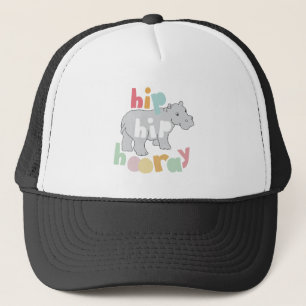 Casquette Hip Hip Hooray Gris Hippo Dessin Cute Animal Art