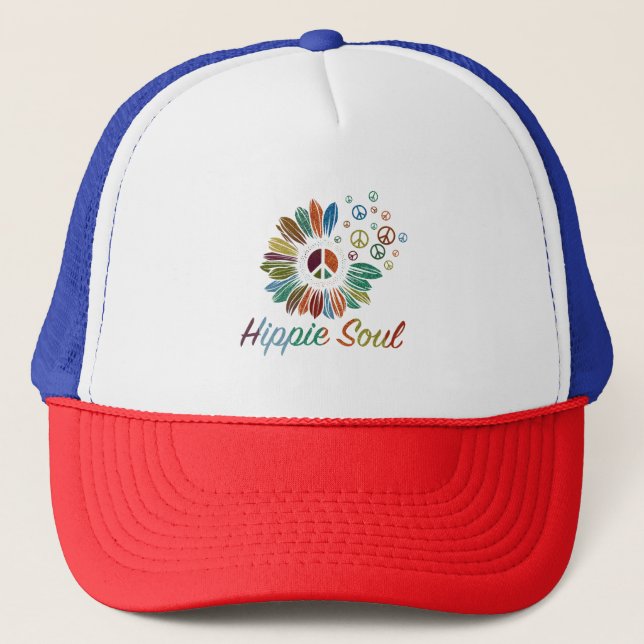 Casquette Hippie Boho Paix et Amour de l'Âme  (Devant)