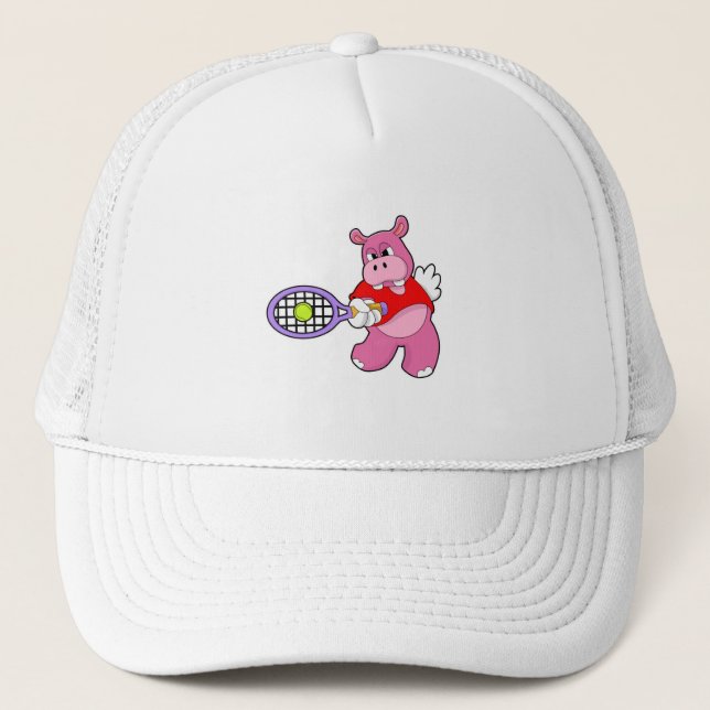 Casquette Hippo au tennis avec raquette de tennis (Devant)