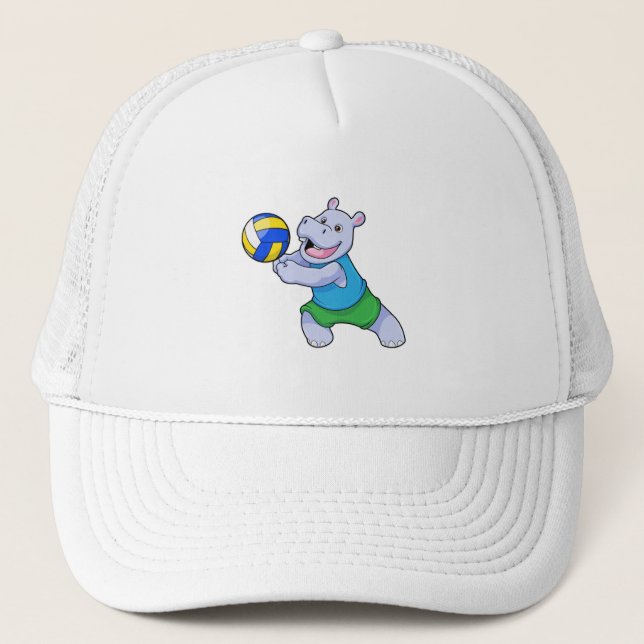Casquette Hippo comme joueur de volleyball avec volleyball (Devant)