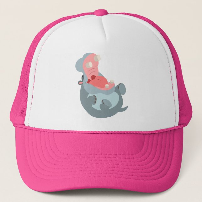Casquette hippo de caricature de rire mignon (Devant)