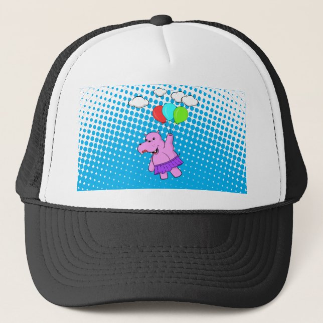 Casquette Hippo Rose Volant Avec Ballons (Devant)