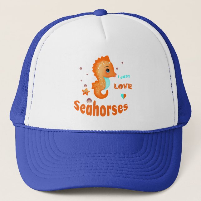 Casquette Hippocampe orange mignon (Devant)