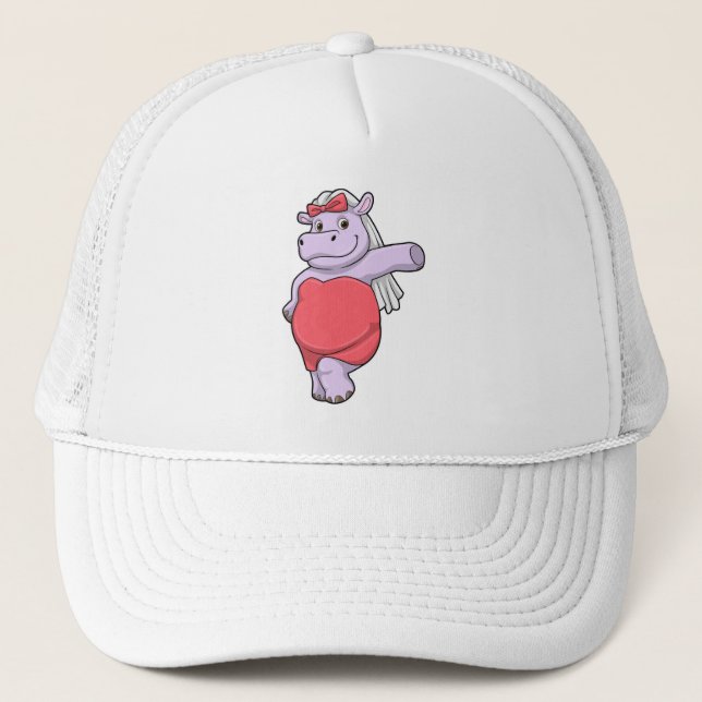 Casquette Hippopotame en mariée avec voile et nœud (Devant)