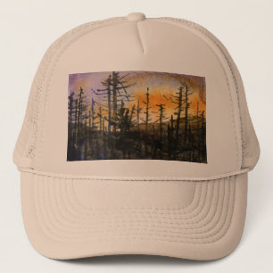 Casquette Hiver tardif arbres stériles sur une colline au co