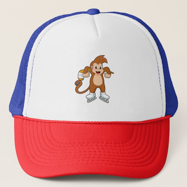 Casquette Hockey sur glace singe bâton de hockey sur glace (Devant)