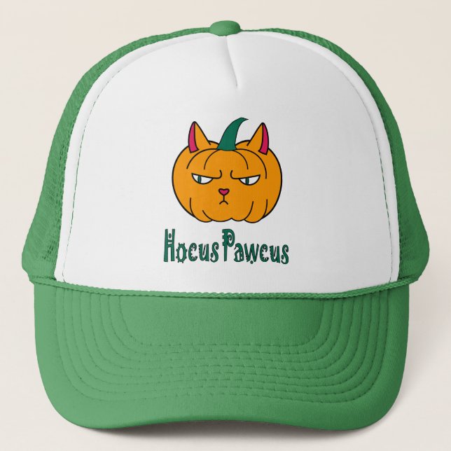 Casquette Hocus pawcus Halloween citrouille ginger cat magie (Devant)