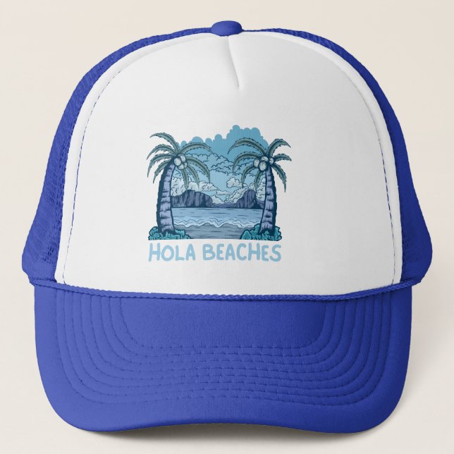 Casquette HOLA BEACHES drôle de vie de plage été (Devant)