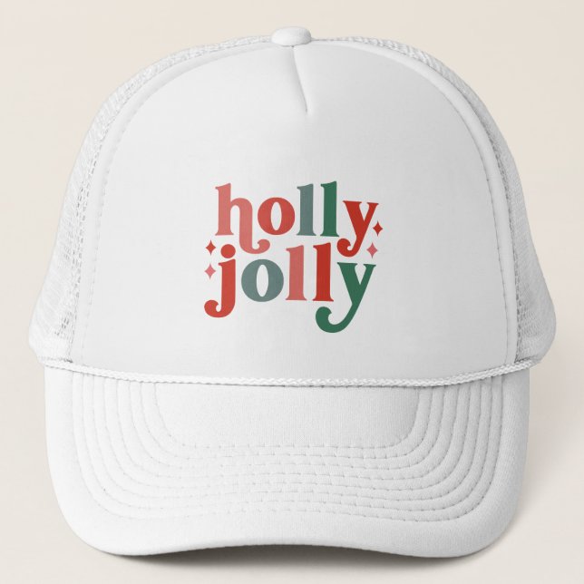 Casquette Holly Jolly - Typographie des Fêtes Rétro (Devant)