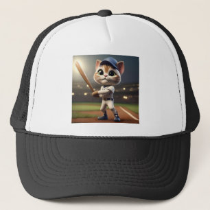 Casquette Home Run Hitter : Le chat de baseball 3D prend une
