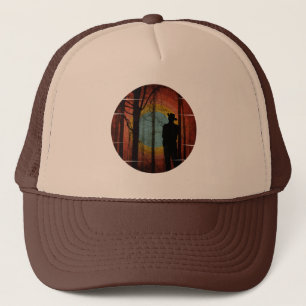 CASQUETTE HOMME DEBOUT DANS LES BOIS CHAPEAU DE CAMIONNEUR