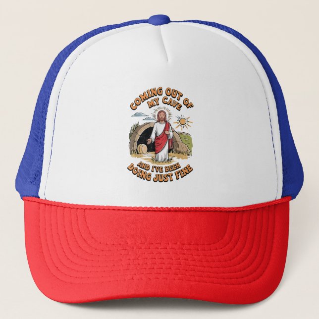 Casquette Hommes Jésus sortant de ma grotte (Devant)