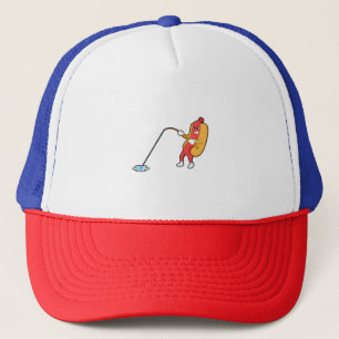 Casquette Hotdog à la pêche avec bâtonnet de pêche