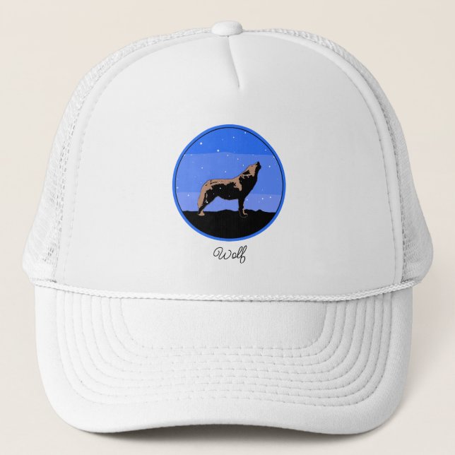 Casquette Howling Wolf en hiver - Art faunique original (Devant)