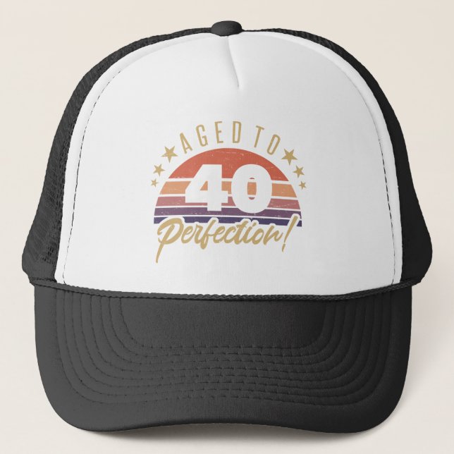 Casquette Humour d'anniversaire Retro 40th (Devant)
