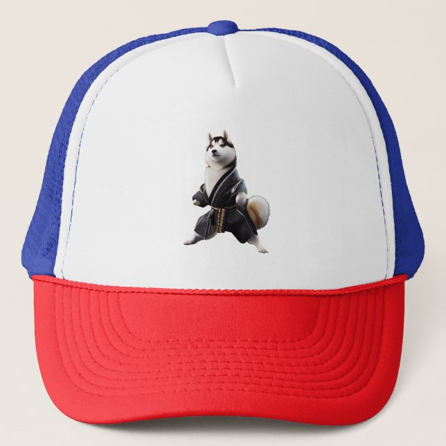 Casquette Husky Dog connaît Karate, Husky Dog Karate Player (Devant)