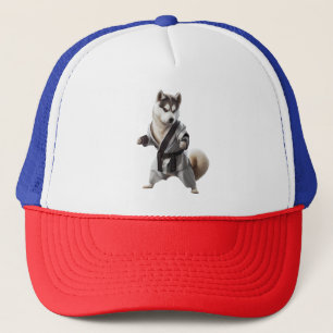 Casquette Husky Dog Jouer Karate, Champion de Karate Husky D