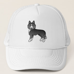 Casquette Husky Sibérien surtout noir Chien de dessin animé
