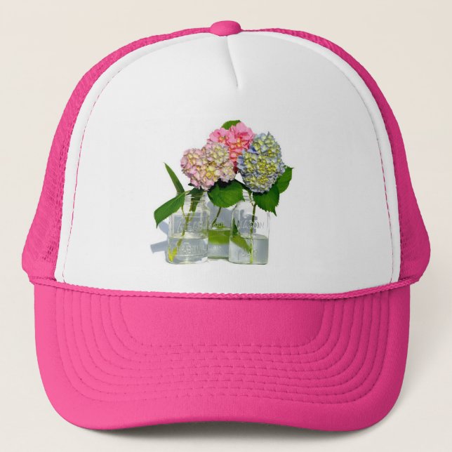 Casquette Hydrangeas et jarre de Mason (Devant)