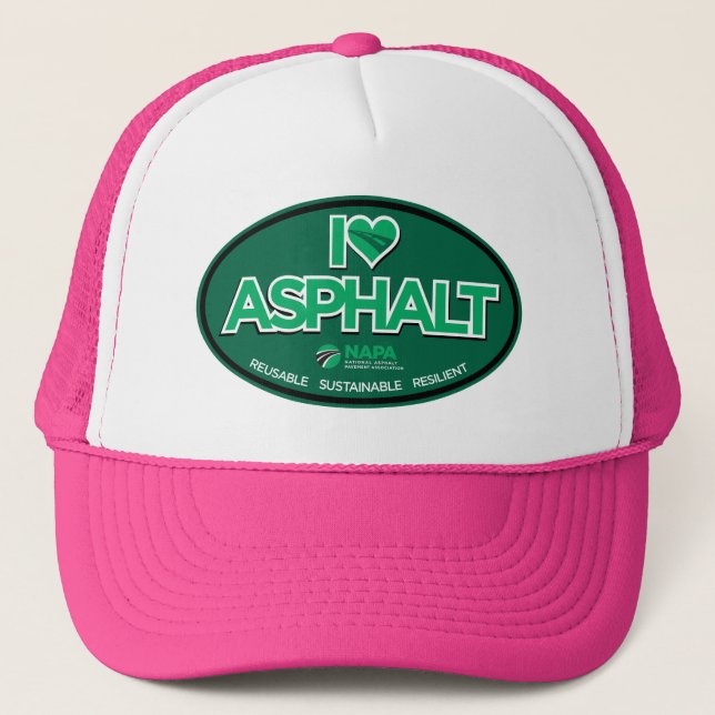 Casquette I Love Asphalt Trucker Chapeau - Rose (Devant)