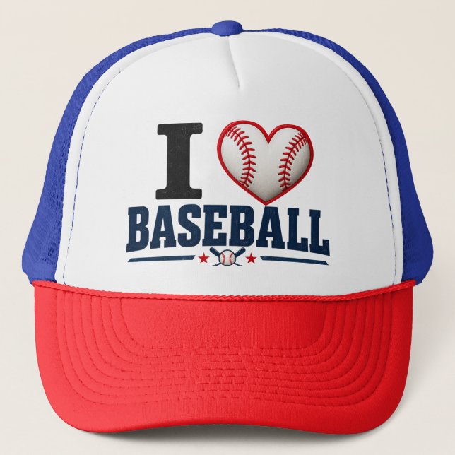 Casquette I Love Baseball Cap | Baseball Fan Game Day Hat (Devant)