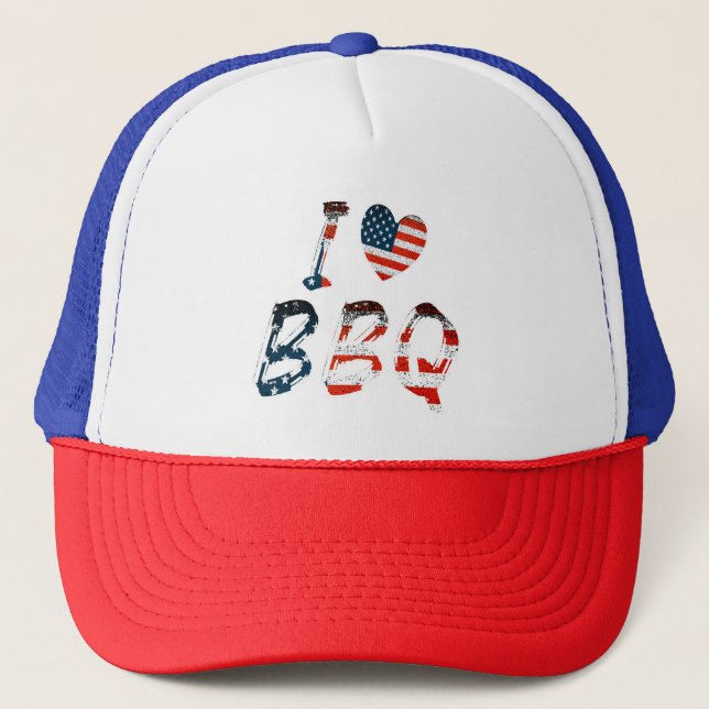 Casquette I Love BBQ, American Patriotic (Devant)