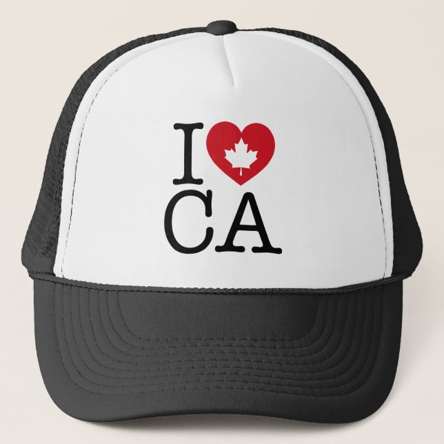 Casquette I Love CA | I Love Canada Custom Trucker Chapeau (Devant)