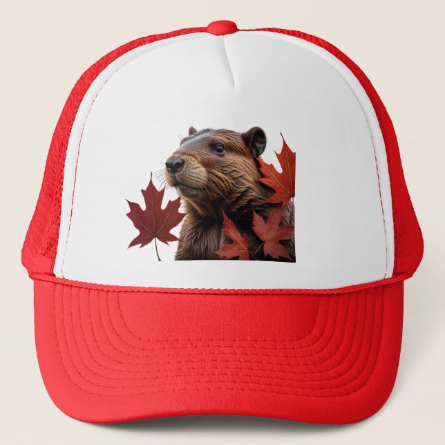 Casquette I Love Canada - Castor canadien aux feuilles (Devant)