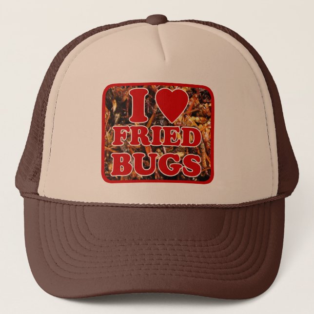 Casquette I Love [Coeur] Fried Bugs ... Thai Street Food (Devant)