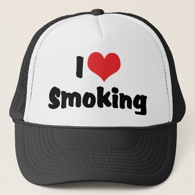 Casquette I Love Coeur Fumer - Tabac Fumeurs de cigarettes (Devant)