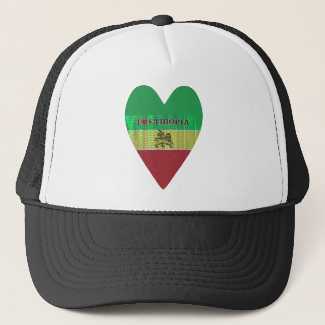 Casquette I Love Heart Ethiopie : Drapeau Art Motif (Devant)