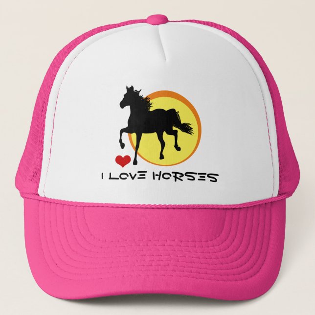 Casquette I Love Horses & Black Horse Running / Horticulture (Devant)