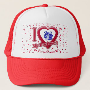 Casquette I Love My Boyfriend Photo Coeurs rouges