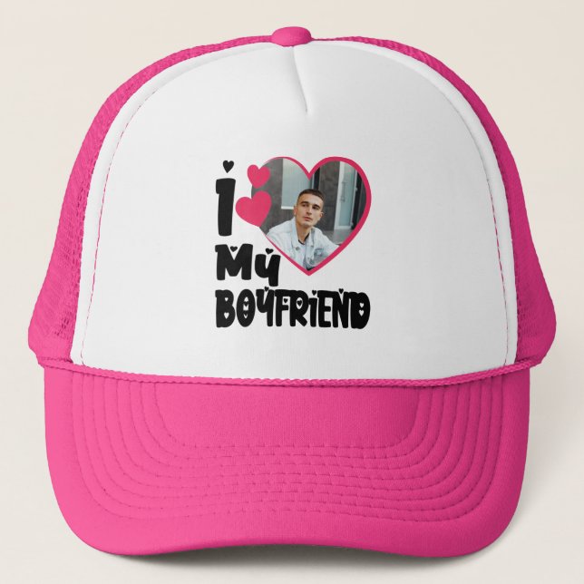 Casquette I Love My Boyfriend Photo personnalisée (Devant)