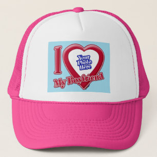 Casquette I Love My Boyfriend Photo Red Heart Blue Horizon