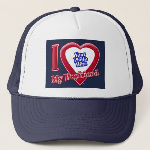 Casquette I Love My Boyfriend Photo Red Heart Navy Blue