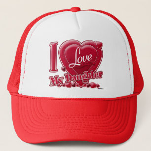 Casquette I Love My Daughter rouge - coeur