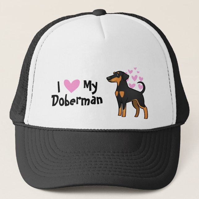 Casquette I Love My Doberman Pinscher (oreilles de disquette (Devant)