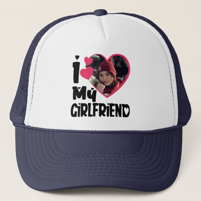 Casquette I Love My Girlfriend Photo personnalisée (Devant)