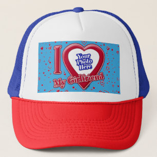 Casquette I Love My Girlfriend Photo Red Hearts Turquoise