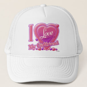 Casquette I Love My Girlfriend rose/violet - coeurs