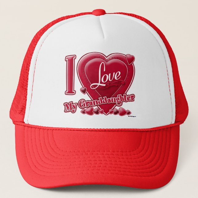 Casquette I Love My Grandgirl red - coeur (Devant)