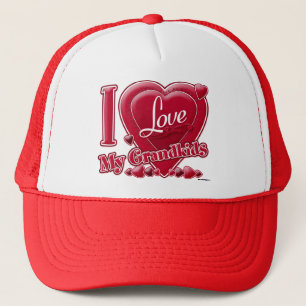 Casquette I Love My Grandkids rouge - coeur