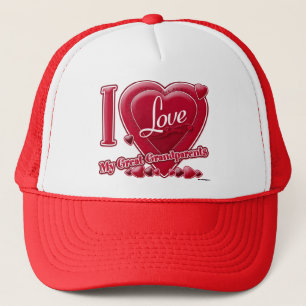 Casquette I Love My Great Grand-parents rouge - coeur