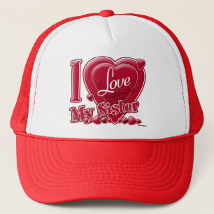 Casquette I Love My Sister rouge - coeur